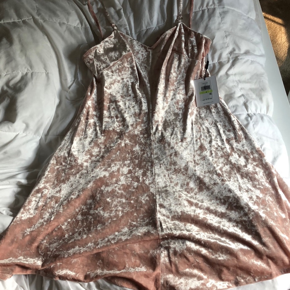 pink velvet calvin klein dress
